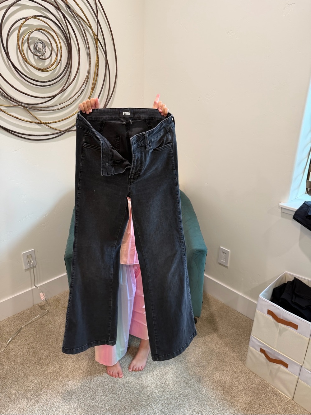 PAIGE Black Wide-Leg High-Rise Jeans